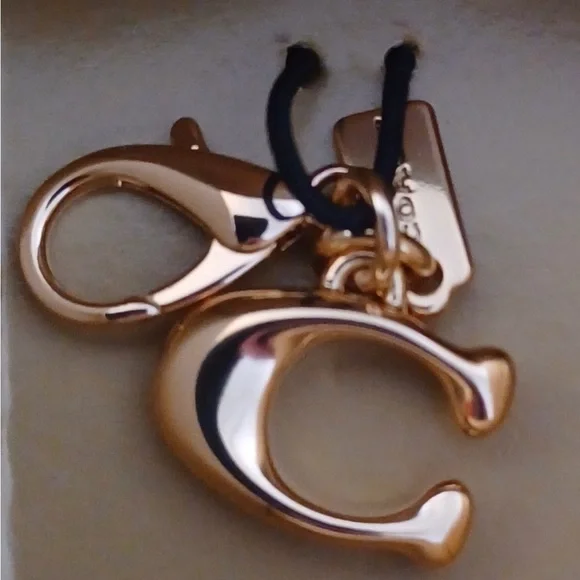 COACH Corner Zip Glitter Leather Wristlet Boxed Gift Box 2 Charms 100% AUTHENTIC - Picture 3 of 8